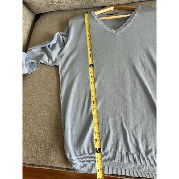 Made In Italy Cotton Extra Fine Blue Sweater L Preppy Coastal Old Money Summer - Picture 9 of 13
